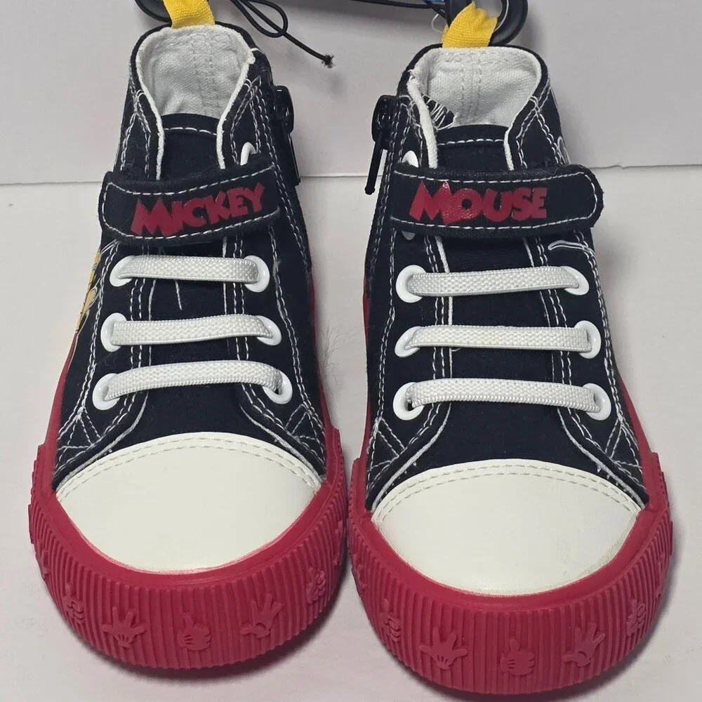 Disney Junior Toddler Boys Black and Red High Top Canvas Sneakers Size 7
